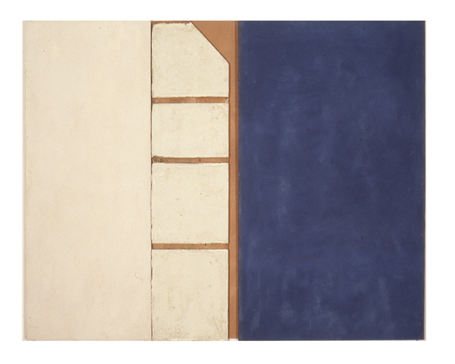 Blue with White Plaster and wood